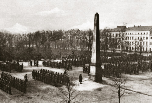 World War I: Review, 1919. /Namerican Soldiers Lined Up To Be Reviewed By General Pershing In The Great Square At Coblenz (Now Koblenz), Germany. Photograph, 1919. Poster Print by Granger Collection - Item # VARGRC0409172