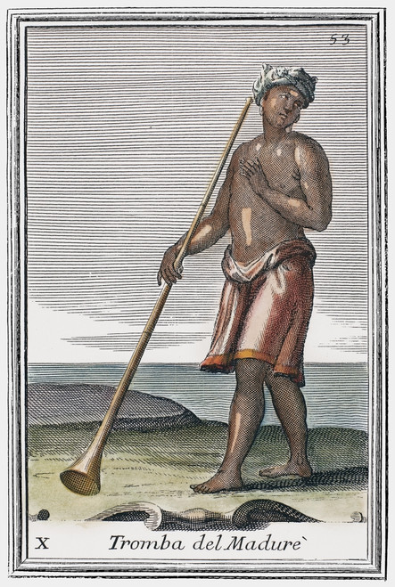Indian Trumpet, 1723. /Ncopper Engraving, 1723, By Arnold Van Westerhout. Poster Print by Granger Collection - Item # VARGRC0104407