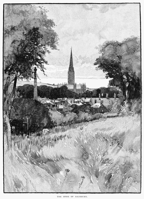 Pennell: Salisbury Cathedral, 1888. Salisbury Cathedral. Engraving After Joseph Pennell, 1888. Poster Print by Granger Collection