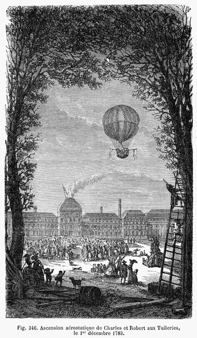 Robert & Charles: Balloon. /Nascent Of Charles' And Robert'S Hydrogen Balloon At Tuillieries, 1 December 1783. 19Th Century Engraving. Poster Print by Granger Collection - Item # VARGRC0091078