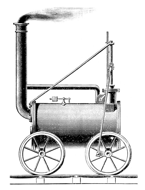 Locomotive, 1803. /Nrichard Trevithick And Andrew Vivian'S High-Pressure Steam Carriage Of 1803. Line Engraving, 19Th Century. Poster Print by Granger Collection - Item # VARGRC0045442