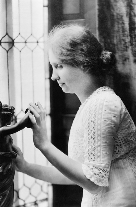 Helen Adams Keller /N(1880-1968). American Writer And Lecturer. Photographed Touching A Statue, C1912. Poster Print by Granger Collection - Item # VARGRC0108302