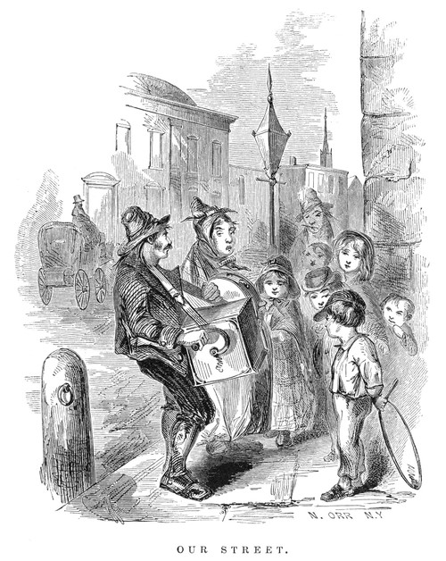 Street Musicians, 1854. /N'Our Street.' Wood Engraving, American, 1854. Poster Print by Granger Collection - Item # VARGRC0047774