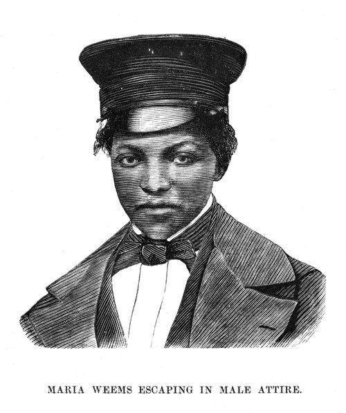 Maria Weems (1840-?). /Namerican Fugitive Slave. Maria Weems Escaping In Male Attire. Wood Engraving, 19Th Century. Poster Print by Granger Collection - Item # VARGRC0047842