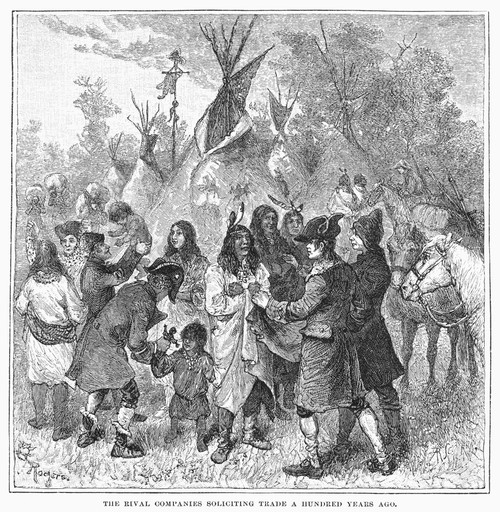Canada: Fur Trade, C1780. /Nagents Of The Hudson'S Bay Company And The North-West Company Competing For Trade With Native Americans In Canada, C1780. Wood Engraving, American, 1879. Poster Print by Granger Collection - Item # VARGRC0096046