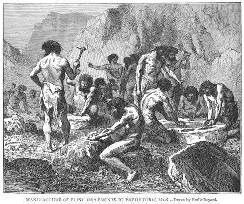 Prehistoric Man: Tools. /Nprehistoric Men Making Tools And Weapons From Flint. Wood Engraving, 19Th Century, After A Drawing By Emile Bayard. Poster Print by Granger Collection - Item # VARGRC0012248