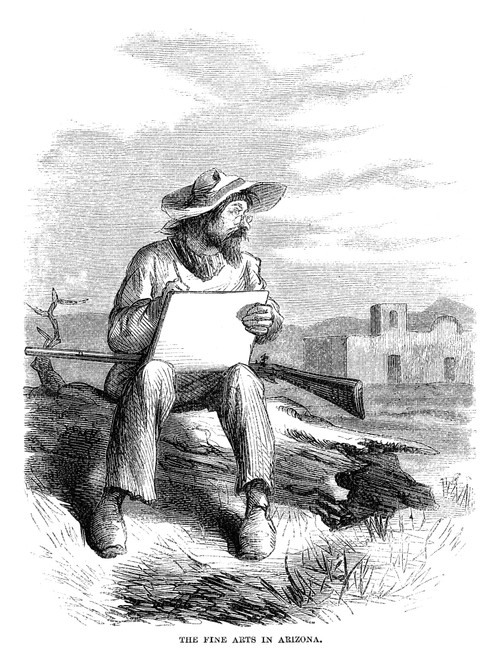 Arizona: Artist, 1864. /Nan Artist Sketching A Drawing In Arizona. Wood Engraving, American, 1864. Poster Print by Granger Collection - Item # VARGRC0322881