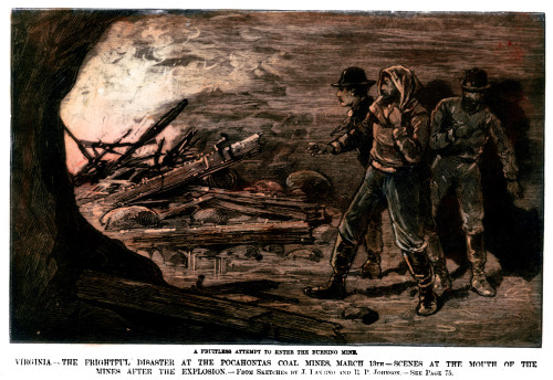 Coal Mine Explosion, 1884. /Nscene At The Mouth Of The Pocahontas Coal Mines, Virginia, Following The Explosion Of 13 March 1884: Contemporary Wood Engraving. Poster Print by Granger Collection - Item # VARGRC0076295