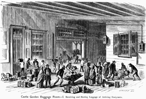 New York: Castle Garden. /Nreception And Storage Of Luggage Of Newly Arrived Immigrants At Castle Garden, New York City. Wood Engraving, American, Late 19Th Century. Poster Print by Granger Collection - Item # VARGRC0117578 New York: Castle Garden. /Nreception And Storage Of Luggage Of Newly Arrived Immigrants At Castle Garden, New York City. Wood Engraving, American, Late 19Th Century. Poster Print by Granger Collection - Item # VARGRC0117578
