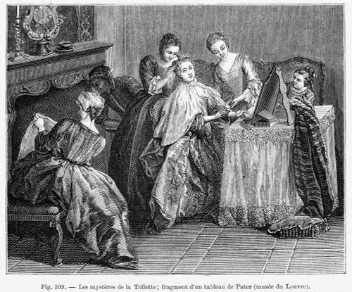 France: Daily Life. /Nthe Mysteries Of A Lady'S Toilette. French Wood Engraving After The Painting By Jean Baptiste Joseph Pater (1695-1736). Poster Print by Granger Collection - Item # VARGRC0001972
