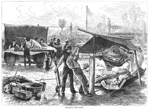 Republican Barbecue, 1876. /Nroasting Oxen At A Barbecue Held By The Republican Party In Brooklyn, New York, During The Presidential Election Of 1876. Wood Engraving, 1876. Poster Print by Granger Collection - Item # VARGRC0090032