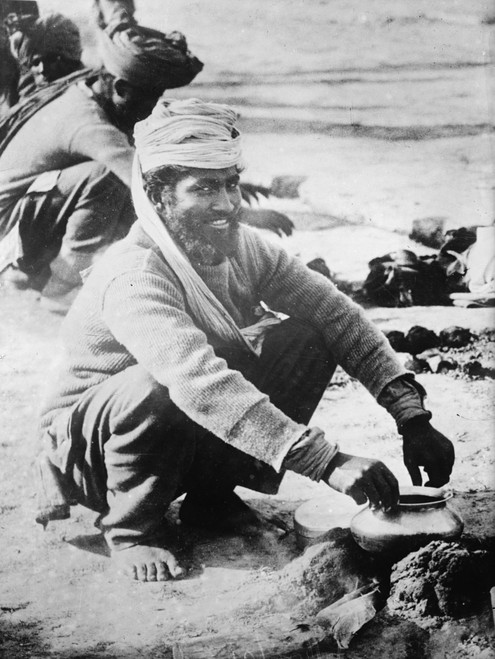 Wwi: Soldier, C1914. /Na Soldier Of The Indian Army Cooking Over A Fire In France. Photograph, C1914. Poster Print by Granger Collection - Item # VARGRC0354234
