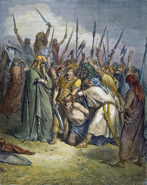 Death Of Agag. /Nthe Death Of King Agag Of The Amalekites At The Hands Of The Prophet Samuel (I Samuel 25). Engraving After Gustave Dor_ (1833-1883). Poster Print by Granger Collection - Item # VARGRC0037327