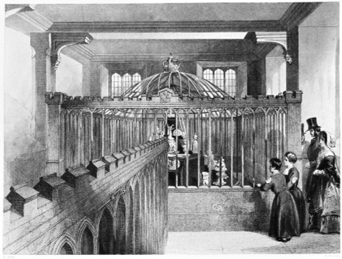 Tower Of London: Museum. /Nsightseers Admiring The Regalia Exhibited In A New Display House For The Crown Jewels At The Tower Of London. Wood Engraving, English, 1841. Poster Print by Granger Collection - Item # VARGRC0116402
