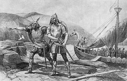 Norsemen Landing, C1000. /Nlanding Of The Norsemen In North America, C1000. After A Drawing By John Steeple Davis, 1895. Poster Print by Granger Collection - Item # VARGRC0017317
