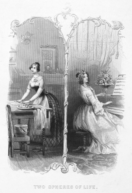 Daily Life: Housework. /N'Two Spheres Of Life.' Steel Engraving, 19Th Century. Poster Print by Granger Collection - Item # VARGRC0053502