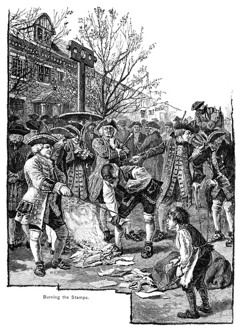 New York: Stamp Act, 1765. /Nnew Yorkers Protesting The Stamp Act By Burning Stamps In A Bonfire. Line Engraving, 19Th Century. Poster Print by Granger Collection - Item # VARGRC0011884