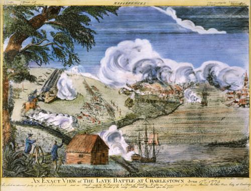 Battle Of Bunker Hill, 1775. /Nthe Battle Of Bunker Hill, 17 June 1775, With Boston At Right And Charlestown Afire At Center. Line Engraving, American, 1775. Poster Print by Granger Collection - Item # VARGRC0008625
