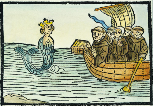 St. Brendan: Siren. /Nst. Brendan (484-577) And His Monks Encounter A Siren Of The Seas: Colored Woodcut From A German Version Of Navigato, Printed At Ulm In 1499. Poster Print by Granger Collection - Item # VARGRC0011168