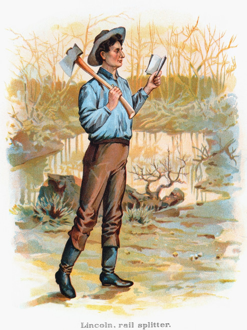 Abraham Lincoln (1809-1865). /N16Th President Of The United States. As A Studious Rail Splitter In His Youth. American Lithograph, 19Th Century. Poster Print by Granger Collection - Item # VARGRC0061658