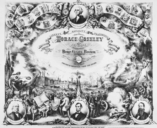 Greeley: Election Of 1872. /Ncampaign Poster For Democratic Presidential Nominee Horace Greeley, And His Running Mate Benjamin Gratz Brown. Poster Print by Granger Collection - Item # VARGRC0090029