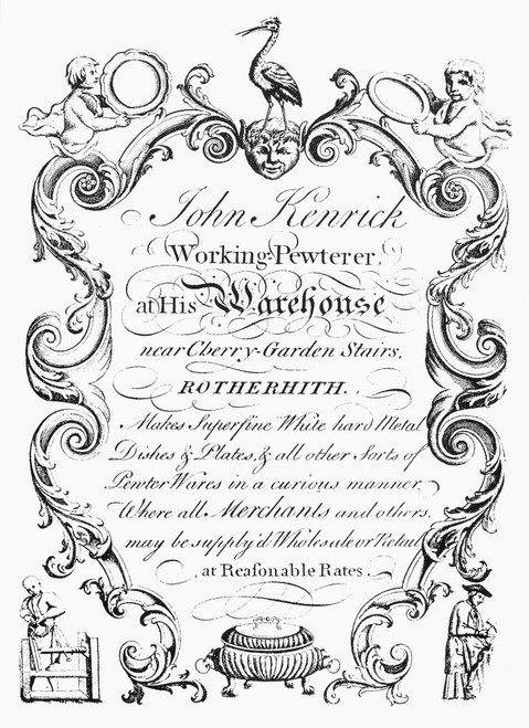 Pewterware, 18Th Century. /Nan English Pewterer'S Engraved Trade Card, Mid-18Th Century. Poster Print by Granger Collection - Item # VARGRC0080149