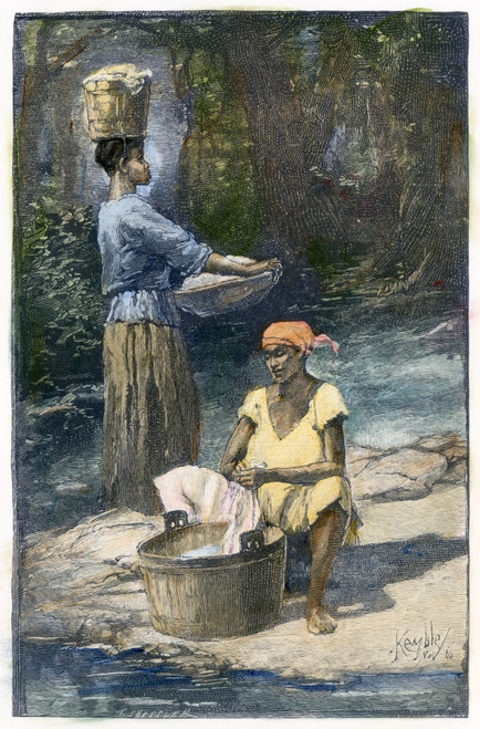 Plantation Life, 1886. /Nwash Day On A Sugar Plantation In Louisiana. Wood Engraving, American, 1887, After A Drawing, 1886, By Edward Windsor Kemble. Poster Print by Granger Collection - Item # VARGRC0093084