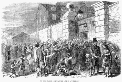 Potato Famine./Nstarving Peasants Beseiging A Workhouse Gate In Ireland In The Aftermath Of The Great Potato Famine Of 1846-47. Contemporary Engraving. Poster Print by Granger Collection - Item # VARGRC0017203