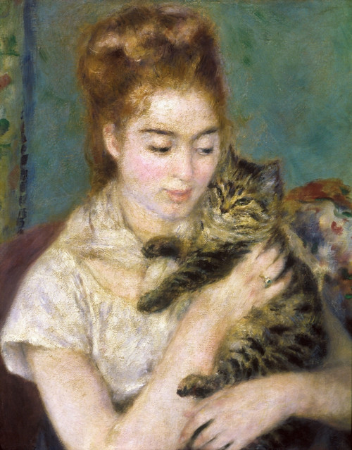 Renoir: Woman With A Cat. /Npierre Auguste Renoir: Woman With A Cat. Canvas, C1875. Poster Print by Granger Collection - Item # VARGRC0020075