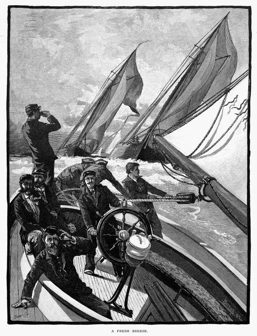 Yachting, 1882. /Na Fresh Breeze. Line Engraving, 1882. Poster Print by Granger Collection - Item # VARGRC0097984