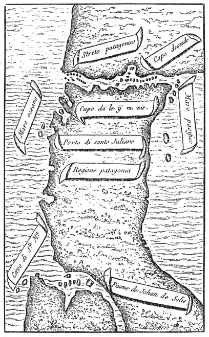 Straits Of Magellan. /Nantonio Pigafetta'S Map Of The Straits Of Magellan Showing North At The Bottom. Woodcut From Carlo Amoretti'S 'Premier Autour Du Monde Par Pigafetta,' 1801. Poster Print by Granger Collection - Item # VARGRC0045370