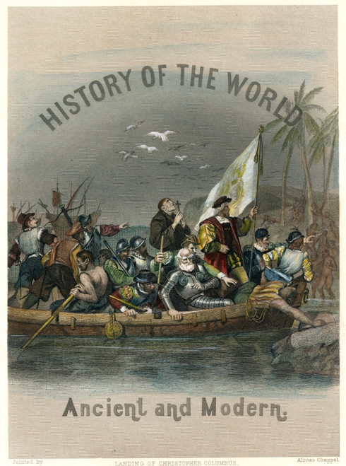Columbus: New World, 1492. /Nthe Landing Of Christopher Columbus In The New World, 12 October 1492. Engraving, 1871. Poster Print by Granger Collection - Item # VARGRC0007037