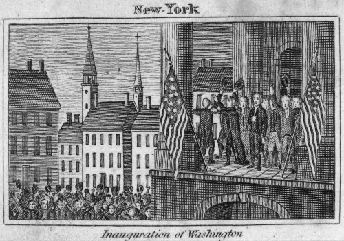 Washington: Inauguration, 1789. The Inauguration Of George Washington As The First President Of The United States At Federal Hall, New York, 30 April 1789. Engraving, 1829. Poster Print by Granger Collection - Item # VARGRC0062187