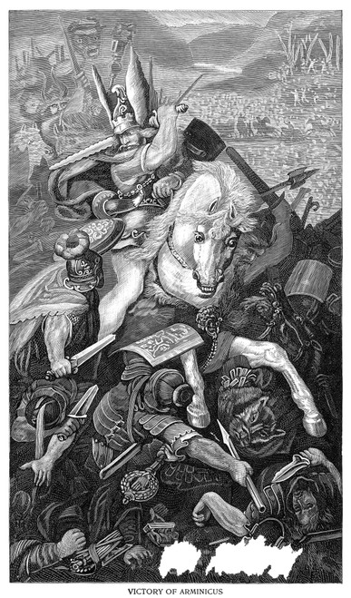 Arminius (C17 B.C.-21 A.D.). /Ngerman National Hero. The Victory Of Arminius Over Three Roman Legions At The Battle Of Teutoburg Forest In 9 A.D. Line Engraving, 19Th Century. Poster Print by Granger Collection - Item # VARGRC0029586