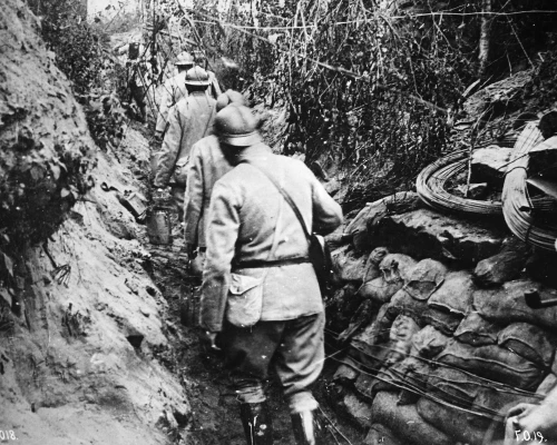 World War I: Trench, C1916. /Nfrench Troops In A Trench During World War I. Photograph, C1916. Poster Print by Granger Collection