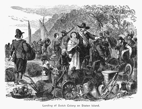Staten Island: Dutch. /Narrival Of Dutch Colonists On Staten Island In New York Harbor, Mid 17Th Century. Line Engraving, American, 19Th Century. Poster Print by Granger Collection - Item # VARGRC0122826
