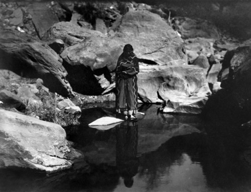 Navajo Woman, C1904. /N'Nature'S Mirror.' A Navajo Woman Looking At Her Reflection In A Pool Of Water. Photograph By Edward Curtis, C1904. Poster Print by Granger Collection - Item # VARGRC0116624