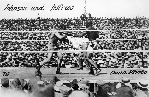 Johnson Vs. Jeffries, 1910. /Namerican Heavyweight Pugilist Jack Johnson (Right) Fighting James J. Jeffries On 4 July 1910 In Reno, Nevada. Poster Print by Granger Collection - Item # VARGRC0170317