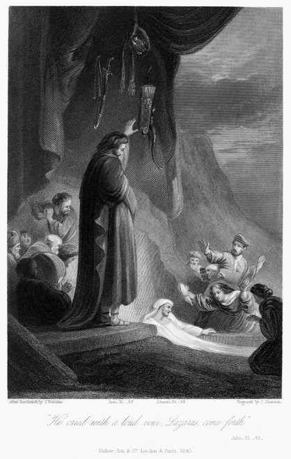 Raising Of Lazarus. /Njesus Raising Lazarus From The Dead. Steel Engraving After A Painting By Rembrandt Van Rijn. Poster Print by Granger Collection - Item # VARGRC0038359