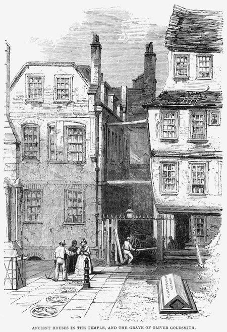 London: Temple Church, 1860. /Nmedieval Houses And The Grave Of Anglo-Irish Writer Oliver Goldsmith Outside The Temple Church In London. Wood Engraving, English, 1860. Poster Print by Granger Collection - Item # VARGRC0268373