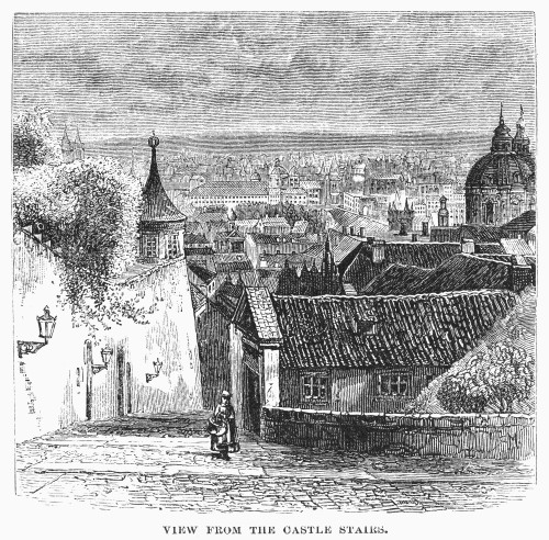 Prague: Castle Stairs. /Nview Of Prague From The Castle Stairs. Line Engraving, 19Th Century. Poster Print by Granger Collection - Item # VARGRC0094719