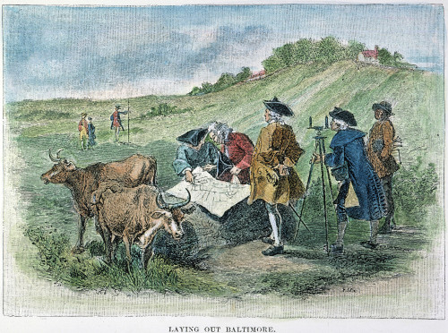 Establishing Of Baltimore. /Nphilip Jones Survyeing And Laying Out The City Of Baltimore In 1730. Wood Engraving. Poster Print by Granger Collection - Item # VARGRC0044222
