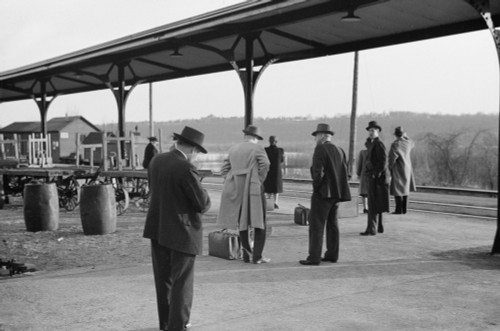 Illinois: Train Station. /Npassengers Waiting For The Train To Minneapolis At The Train Station In East Dubuque, Illinois. Photograph By John Vachon, April 1940. Poster Print by Granger Collection - Item # VARGRC0351484