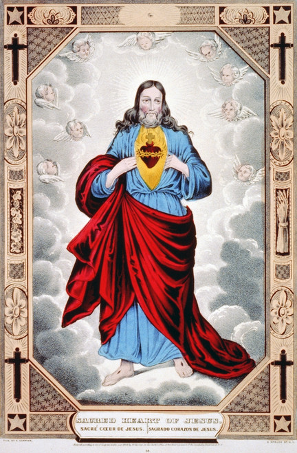 Currier: Sacred Heart. /N'Sacred Heart Of Jesus.' /Nlithograph By Nathaniel Currier, C1848. Poster Print by Granger Collection - Item # VARGRC0245680