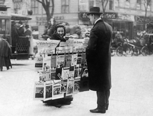 Berlin: Newspaper Seller. /Na Woman Selling Newspapers On The Street In Berlin, Germany. Photograph, C1915. Poster Print by Granger Collection - Item # VARGRC0266048