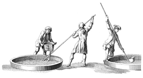 Soap Manufacture. /Nlye Being Added Slowly To Olive Oil In A Soap Boiler At A French Soap Factory. Line Engraving, French, Mid-18Th Century. Poster Print by Granger Collection - Item # VARGRC0014791