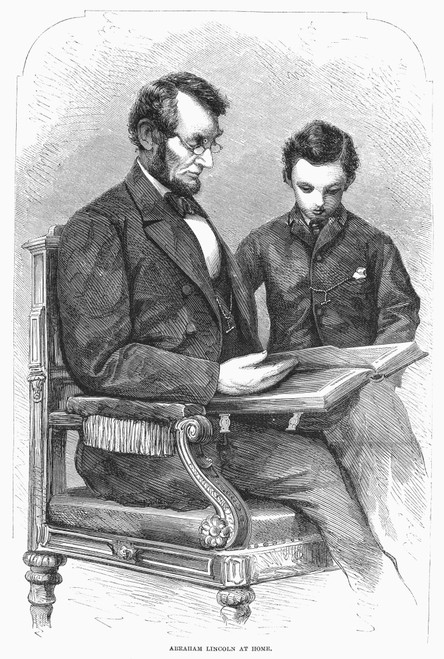 Abraham Lincoln /N(1809-1865). 16Th President Of The United States. Lincoln At Home With His Son Thomas Todd (Tad). Wood Engraving, After A Photograph Of 9 February, 1864. Poster Print by Granger Collection - Item # VARGRC0089923