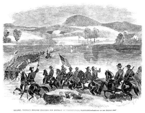 Civil War: Potomac, 1861. /Ncolonel George Henry Thomas'S Brigade Crossing The Potomac River At Williamsport, Maryland, During The Civil War, 1861. Contemporary American Wood Engraving. Poster Print by Granger Collection - Item # VARGRC0355193