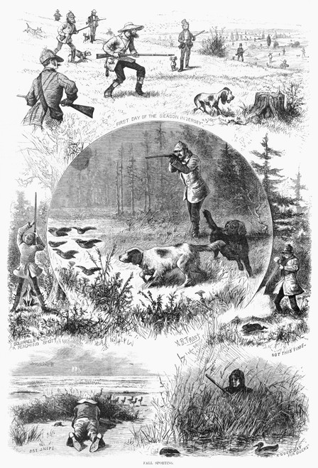 Hunting, 1877. /Nscenes Of Hunters In New Jersey During The Autumn. Engraving, American, 1877. Poster Print by Granger Collection - Item # VARGRC0264895