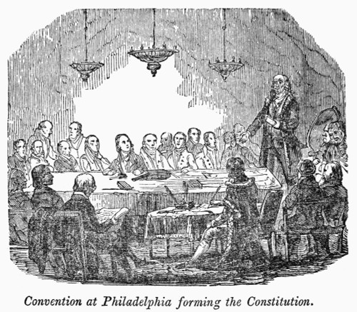 Constitutional Convention. /Nconvention At Philadelphia, 1787. Line Engraving, 19Th Century. Poster Print by Granger Collection - Item # VARGRC0090295